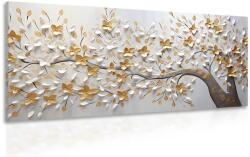 Dovido Tablou copac cu flori alb-aurii - 120x60