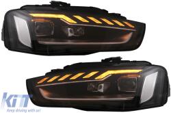 KITT Specials Faruri Full LED pentru Audi A4 B8.5 Facelift 2012-2015, Negre, Semnal Dinamic (HLAUA4B8FH)