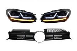 OSRAM Faruri LED Osram negre cu semnal dinamic si grila R20 pentru VW Golf 6 VI (COLEDHL102BKGTI)