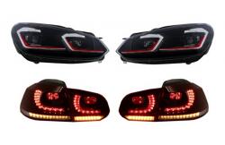 KITT Set faruri si stopuri LED pentru VW Golf 6 (2008-2013) GTI Design rosu (COHLVWG6FRRCFW)