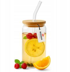 Premium Bergman pohár szívószállal és fedővel 550ml italokhoz és koktélokhoz