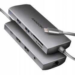 AXAGON HMC-8HLSA Többportos Usb hub 9in1, 5Gbps, 3x Usb-a Hdmi 4K/30Hz, Sd, , , (HMC-8HLSA)