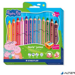 STAEDTLER Színes ceruza készlet, hatszögletű, jumbo, STAEDTLER „Noris® junior 140", Peppa malac, 12 szín (140 C12 L1) - alter