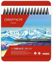 Caran d'Ache Fibralo Brush Pen ecsetfilc készlet - 15 db, fémdobozos