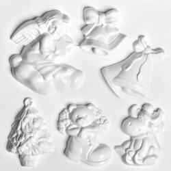 ArtExport Hobbyművész műanyag öntőforma - karácsonyi apró, angyal, harang, rénszarvas, mackó, 6 db
