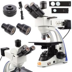  Mikroszkóp Eris Pro MMEP-T-T& R - Trinokuláris Metalográfiai Át- és Visszavert Megvilágítás | 30° Fej, WF10x, 5W Koehler LED, 0, 5x C-mount Adapter | Ipari/Labor