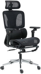 HomCom Prémium ergonomikus irodai szék, állítható derék- és fejtámlával, 6D karfákkal, lábtartóval, hálós, fekete