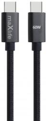 Maxlife Cablu Date si Incarcare USB-C - USB-C MaXlife MXUC-12, 60W, 2m, Negru - evomag