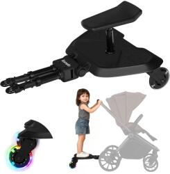 Lionelo Placa de transport LIONELO Buggy Board 2-in-1 pentru carucior, cu scaun detasabil, roti LED, pana la 25 kg (LO-BUGGY BOARD BLACK ONYX)