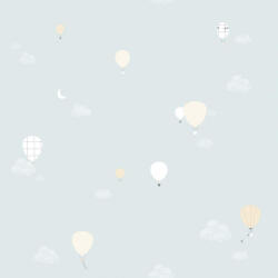  ICH Noa 7001-1 MONTGOLFIERES MINT Gyerekszobai léghajó motívum fehér bézs szürke szürkésmenta tapéta (7001-1)