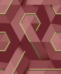  Ugepa ONYX M35410 Geometrikus Grafikus absztrakt designminta 3D burgundipiros ó-rózsaszín arany tapéta (M35410)