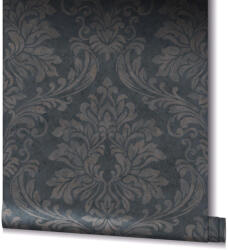  Shabby Chic a kopottas elegancia stílusában barokk díszítőmotívum fekete és barna fémes bronz mintarészletek tapéta (34814)