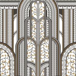  Casadeco 1930, 85879242 PARAVENT Art Deco Fényűző panorámapanel görbékkel és növényi motívumokkal fehér fekete arany falpanel (85879242)