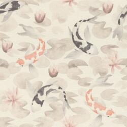  Rasch KIMONO 409420 Natur Koi halak tavirózsa tengeren krémfehér fekete-fehér narancs-fehér kavics szürke világos rózsaszín bézs tapéta (409420)