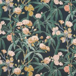  Casadeco Cuba 84467474 TISSU HABANA VERT ROSE fekete zöld rózsaszín arany textil (84467474)