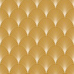  Klasszikus" Art deco design - Elegáns legyezőminta (palmetta) arany ívekkel okkersárga bézs és arany tónus fémes hatás tapéta (105262040)