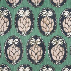  Casadeco Cuba 84477477 TISSU PINA VERT Natur trópusi ananász motívum zöld halvány rózsaszín fekete fehér textil (84477477)