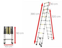 Ztrust scara combinata telescopica din doua piese 2 x 13 trepte | 3, 2 m | Aluminiu (TAL203238)