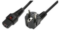 IEC Lock Cablu de alimentare Schuko/IEC C13 unghiular M/F 1m negru cu blocare IEC LOCK (IEC-EL249S)