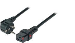 IEC Lock Cablu de alimentare Schuko/IEC C19 drept M/F 2m negru cu blocare IEC LOCK (IEC-EL262S)