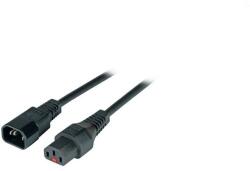 IEC Lock Cablul de alimentare IEC C14/IEC C13 drept M/F 1, 5m negru cu blocare IEC LOCK (IEC-PC1003)