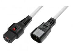 IEC Lock Cablul de alimentare IEC C14/IEC C13 drept M/F 3m alb cu blocare IEC LOCK (IEC-PC1076)