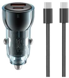 XO cc60 autós töltő usb+type-c aljzat (60w, pd gyorstöltő + type-c kábel) sötétkék (XO-CC60_TYPE-C_BLUE)