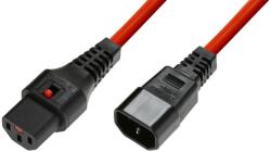 IEC Lock Cablul de alimentare IEC C14/IEC C13 drept M/F 3m roșu cu blocare IEC LOCK (IEC-PC1387)