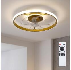 Brilagi - Ventilator de tavan LED dimabil, 66 W, 230 V, 55 cm, alb/auriu + telecomandă (BG4017)