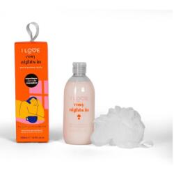 I Love Cosmetics Cosy Nights szett, tusfürdő 500 ml + fürdőszivacs