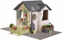 Smoby Căsuță de grădină pentru copii pe pardosea Garden House Life Smoby cu jgheab, extensibilă cu filtru UV de la 24 luni (SM810308-J) Casuta pentru copii
