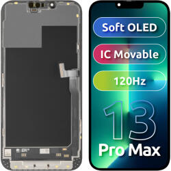MP Display cu Touchscreen MP compatibil cu Apple iPhone 13 Pro Max, cu Rama, Versiune Soft OLED FHD 120Hz IC Movable, Negru - gsmboutique