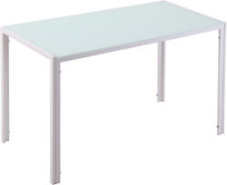 HomCom Masă Dreptunghiulară pentru 4 Persoane din Metal și Sticlă Securizată, 120x60x75 cm, Alb | Aosom Romania (835-479WT)