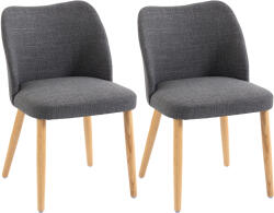 HomCom Set 2 Scaune Moderne cu Tapițerie din In, Șezut Confortabil, Spătar Curbat, Picioare din Lemn, Asamblare Ușoară pentru Bucătărie, Cameră, Living. | Aosom Romania (83A-518V00LG)