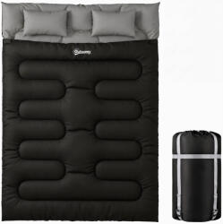 Outsunny Sac de Dormit Dublu pentru Adulți, Matrimonial pentru 2 Persoane, Ușor cu 2 Perne, pentru Climat Rece și Cald, Camping, Drumeții, Rucsac, Negru | Aosom Romania (A20-587V01BK) Sac de dormit