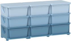 HOMCOM Comodă cu 9 Sertare pentru Copii 3-6 Ani cu Margini Rotunjite, din PP Albastru Degradé, 113x37x56.5 cm | Aosom Romania (311-053V01BU)
