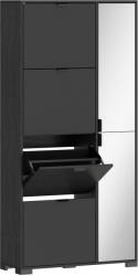 HomCom Dulap Pantofi cu Oglindă, 4 Sertare Rabatabile, Dulap de Hol, 82 x 30 x 168 cm, Negru | Aosom Romania (837-488V00BK) Pantofar