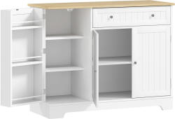 HOMCOM Comodă Modernă cu Spațiu de Depozitare, Bufet cu Sertar, Rafturi Reglabile, Mică Cămară de Bucătărie cu Rafturi Interioare, Alb | Aosom Romania (83A-192V80WT) Comoda
