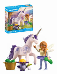 Playmobil - Jucarie de rol Figurina de colectie unicornul Lucky Lavender si zana (PM71843) - roua