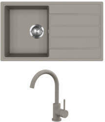 Evido Easy 45S gránit mosogató, 760 x 440 mm, platina + EVIDO LANA csaptelep, platina (442068SET) - aquamixwebaruhaz