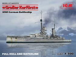 ICM Model de ansamblu militar - Cuirasat german „Grosser Kurfurst, carenă completă și linie de plutire, Primul Război Mondial (ICMS015)