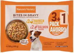 Nature's Variety 4x100g Nature's Variety Bites szószban Mini Adult csirke & lazac nedves kutyatáp