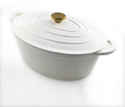 Perfect Home Zománcozott öntöttvas kacsasütő ovális 30cm, 4.2L fehér 17923 (17923)