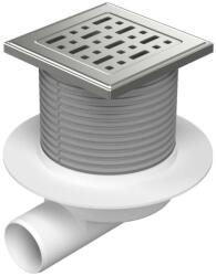 MCH Chudej Sifon de pardoseala NEPTUN iesire orizontala D50 H reglabil cu gratar de inoc face 125X125 si guler (cadru inox) (MCH.F1425NXL)