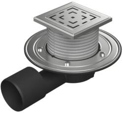 MCH Chudej Sifon pentru dus fara cadita cu evacuare laterala D50 75 cu flotor antimiros, cadru si gratar de inox tip LABYRINTH 125X125 mm (MCH.L1388NBX)