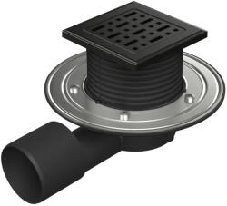 MCH Chudej Sifon pentru dus fara cadita cu evacuare laterala D50 75 cu flotor antimiros, cadru plastic si gratar de inox tip FACE BLACK 125x125 mm (MCH.F1388BXC)