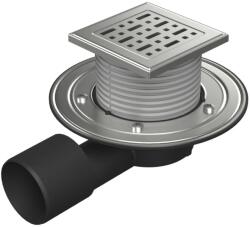 MCH Chudej Sifon pentru dus fara cadita cu evacuare laterala D50 75 cu flotor antimiros, cadru si gratar de inox tip face 125X125 mm (MCH.F1388NBX)