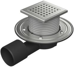 MCH Chudej Sifon pentru dus fara cadita cu evacuare laterala D50 75 cu flotor antimiros, cadru si gratar de inox tip gate 125X125 mm (MCH.G1388NBX)