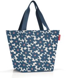 Reisenthel SHOPPER M kék, virág mintás, közepes méretű divattáska ZS4106