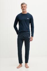 Fila kétrészes pizsama férfi pamut - sötétkék M - answear - 18 990 Ft